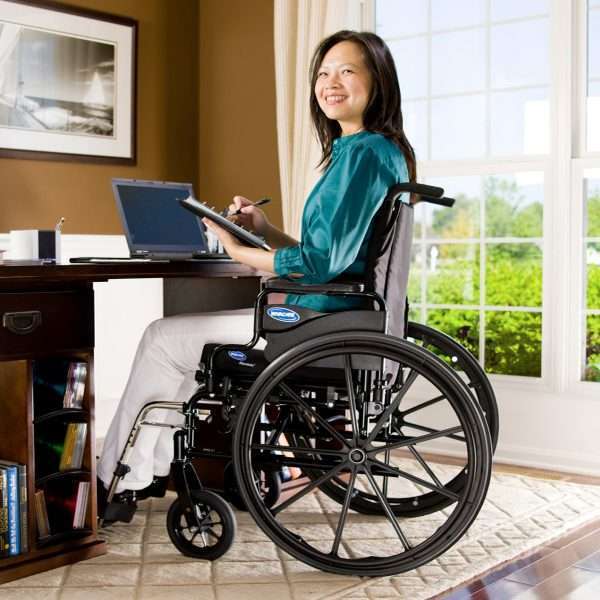 Invacare 9000 XT Wheelchair, Fixed Height Desk Length Space Saver Arm