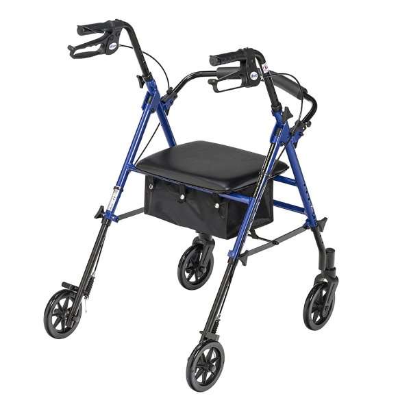 Drive Medical 4 Wheel Rollator Adjustable Height Aluminum Frame