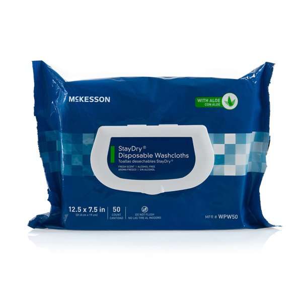 McKesson StayDry Personal Wipe Soft Pack Aloe / Vitamin E Scented