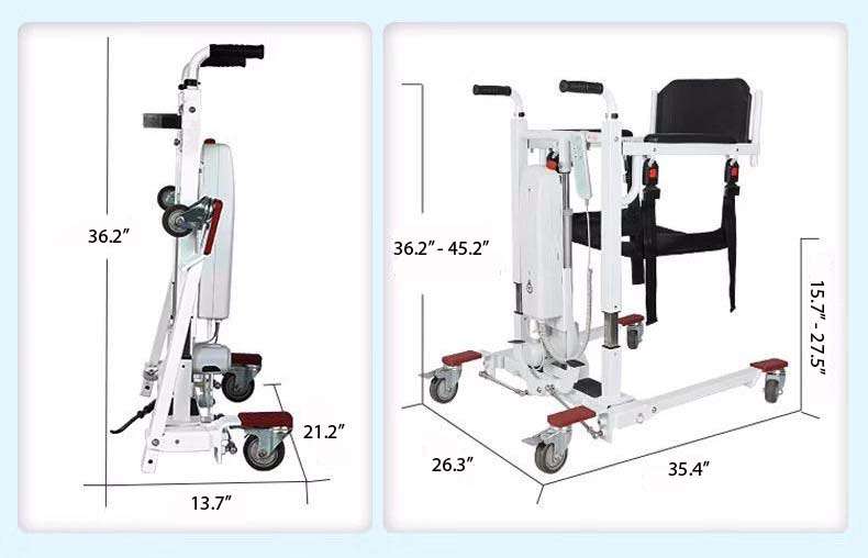 OPEN LEGS – EXTENDED - Transfer lift chair