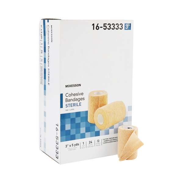 McKesson Cohesive Bandage 3 Inch X 5 Yard Standard Compression Self-adherent Closure Tan Sterile