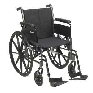 Drive Medical Cruiser III Lightweight Wheelchair Dual Axle Full Length Arm Elevating Legrest Black Upholstery