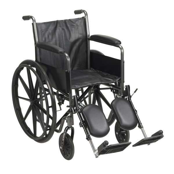 McKesson Wheelchair Dual Axle Desk Length Arm Swing-Away Elevating Legrest Black Upholstery Adult