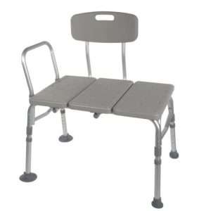Drive Medical  Knocked Down Bath Transfer Bench Arm Rail 17-1/2 to 21-1/2 Inch Seat Height 400 lbs. Weight Capacity