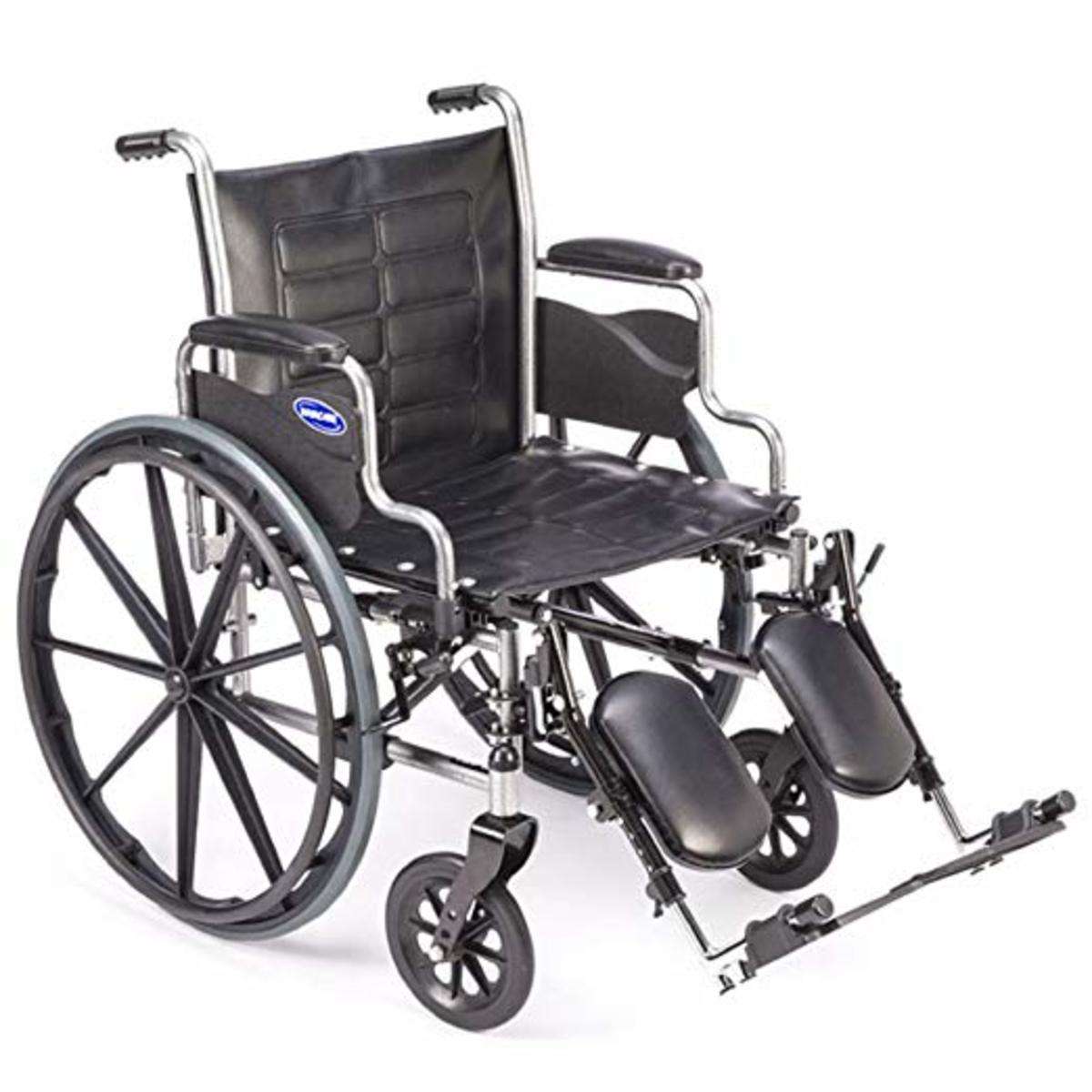 Invacare Swing-Away Elevating Legrests, Aluminum Footplates, and Padded Calf Pads