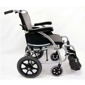 Karman S-Ergo 115 Ergonomic Transport Wheelchair with Wire Break and Swing Away Footrest