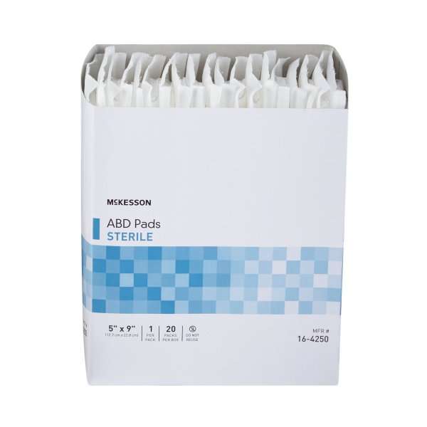 McKesson Abdominal Pad Nonwoven Cellulose 5 X 9 Inch Rectangle Sterile