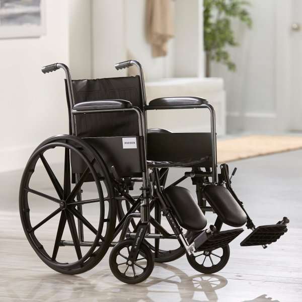 McKesson Dual Axle Wheelchair Swing-Away Elevating Legrest – 18 Inch Seat