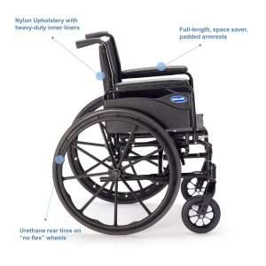 Invacare 9000 SL Wheelchair, Fixed Height Space Saver Full Arms, 18″x16″